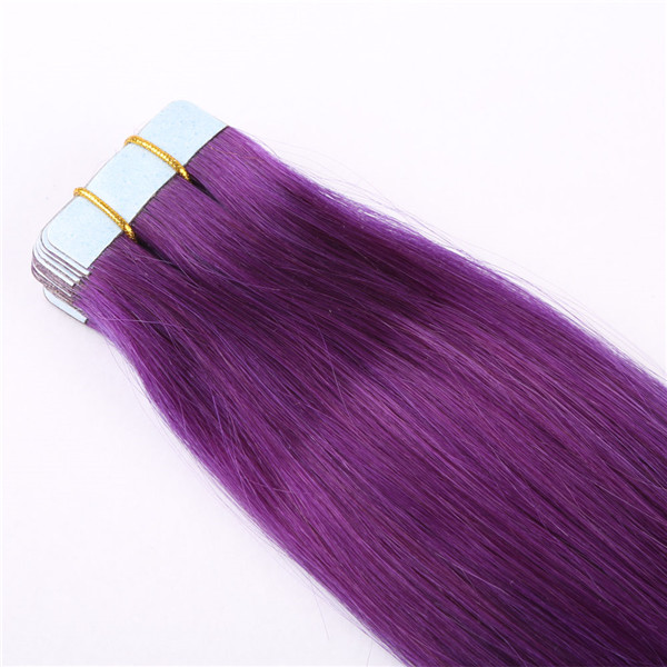 Purple color tape in hair extensions LJ199